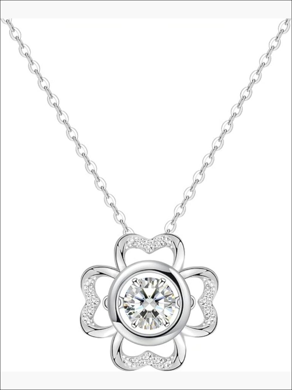 Sterling Silver Moissanite Diamond Pendant Necklace with Adjustable Chain